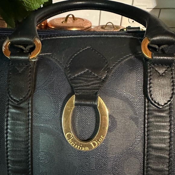 Christian Dior top handle bag. Huge. Vintage. Diorissimo leather and canvas - Picture 13 of 14